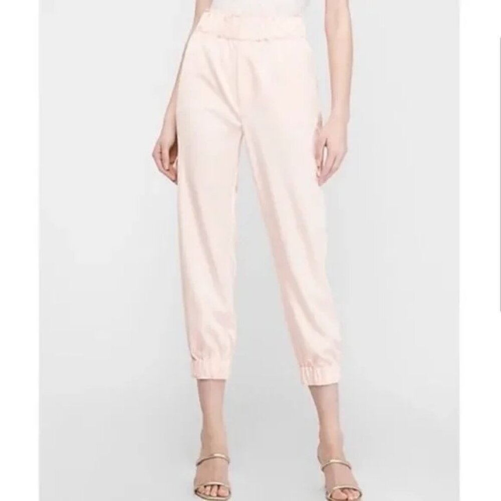 Express Pink Extreme High Rise Satin Cargo Jogger Size L NWT